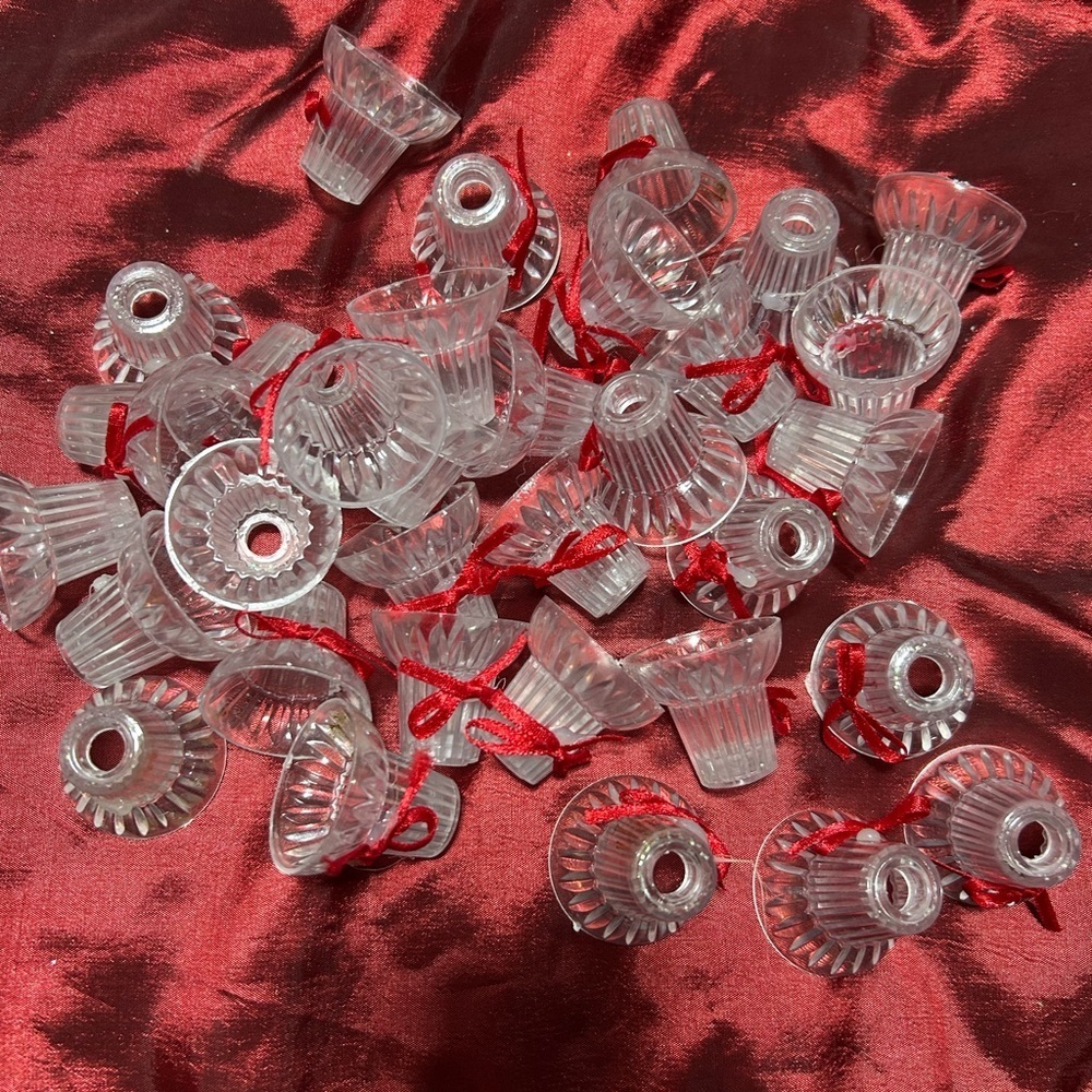 33 vintage plastic bell covers for mini Christmas lights-preloved- good shape